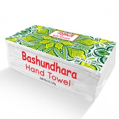 Bashundhara Hand Towel - 150 Pcs x 1 Ply (White)